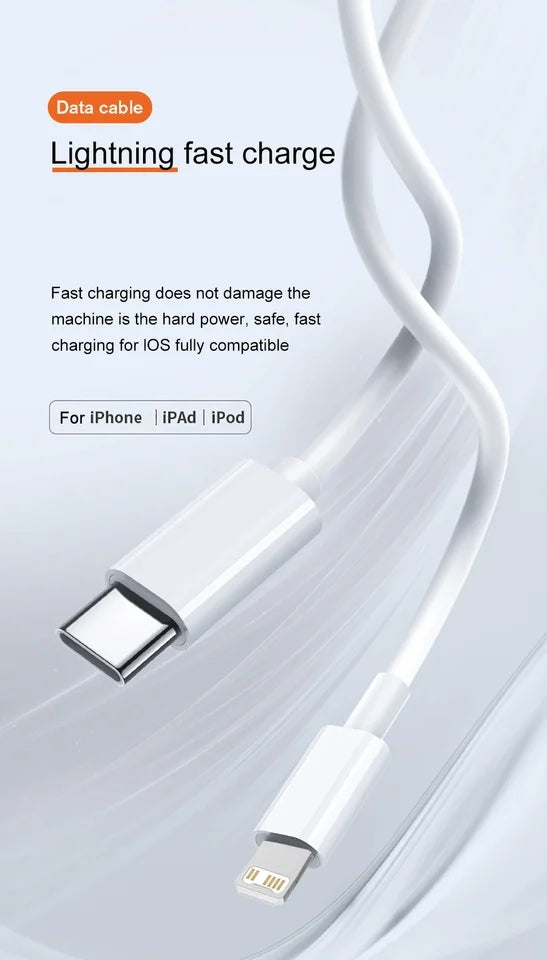 20W Fast Charging USB C Cable For iPhone 14 13 12 11 Pro Max Plus XS Fast Charger Type C Data Line Cable