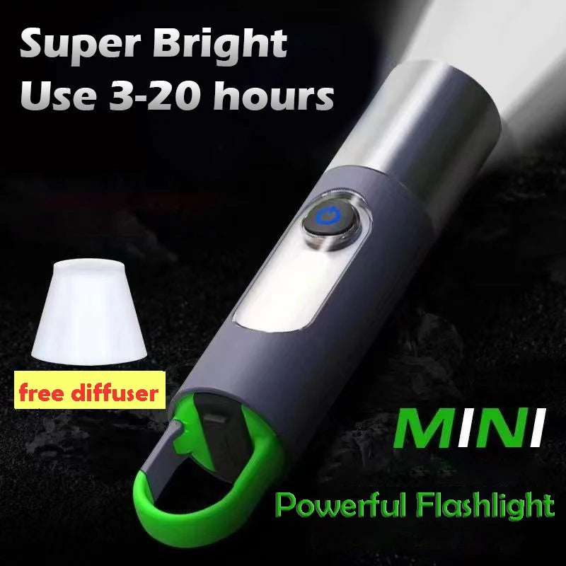 Digital Thunder XST-836 LED USB0 Flashlight Keychain Torch Mini Telescopic Focusing