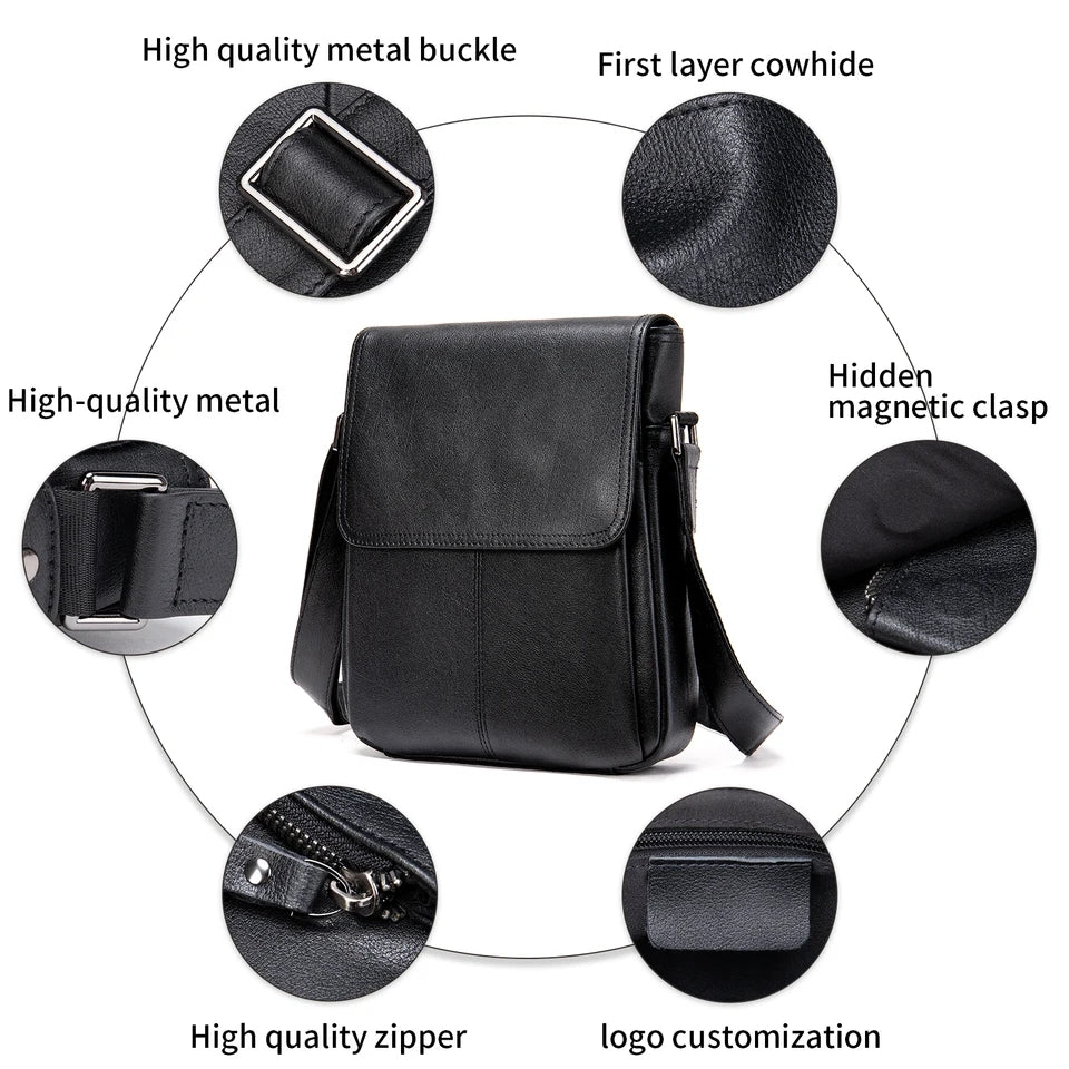 Crossbody Bag Genuine Leather Men's Shoulder Bag For Men Women