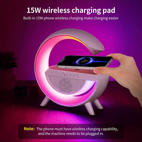 Led Wireless Charging Speaker Speaker Lights With Wireless Charging Mp3 Player With Night Light And Alarm Clock Multi-Color