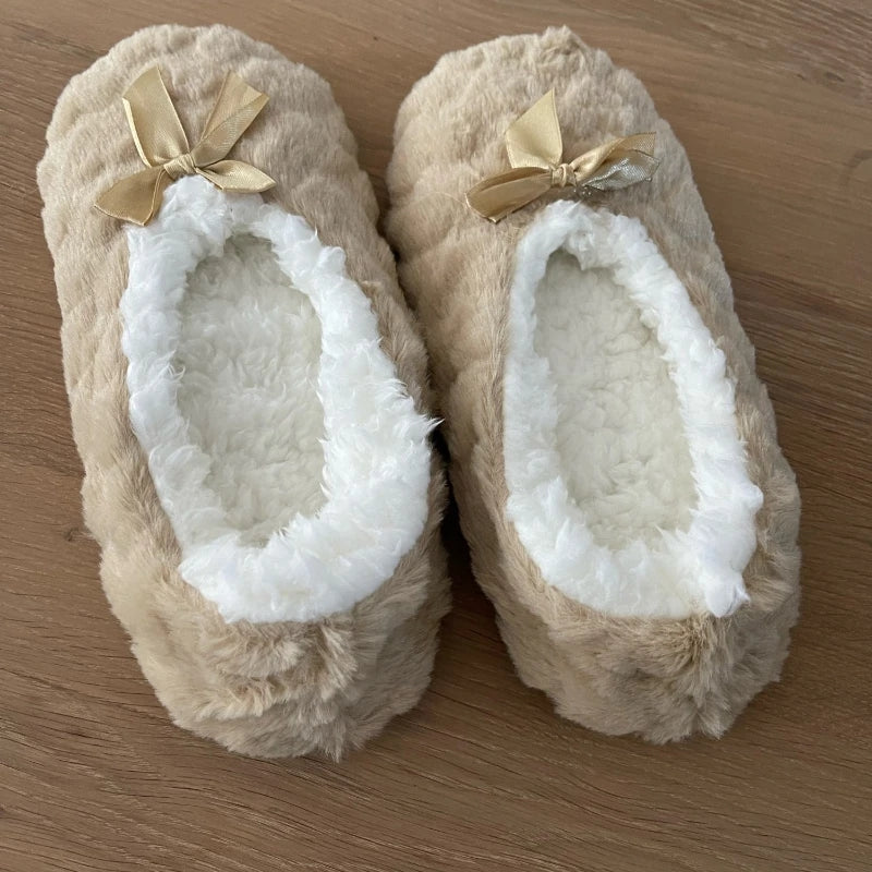 Cashmere Women indoor slippers - Non Slip Thick Faux