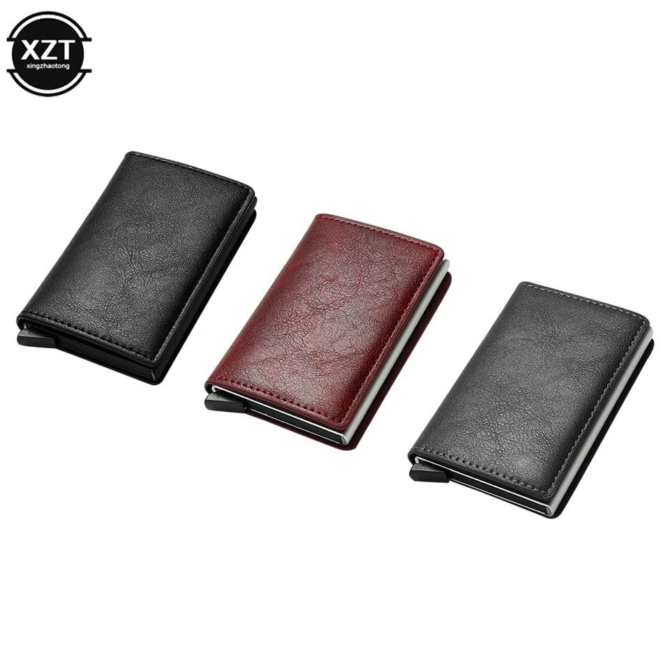 RFID Aluminium Pu Leather Wallet With Money Clip Designer Anti-theft Wallet