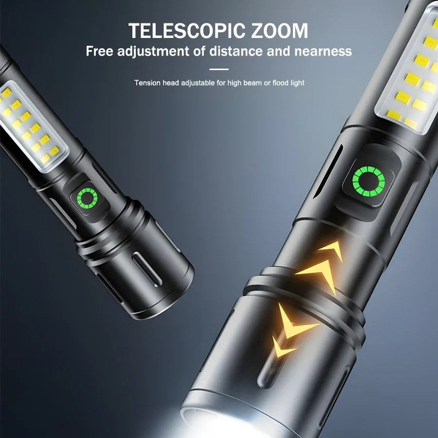 Portable LED Flashlight Shock Resistant Rechargeable Zoomable Torch