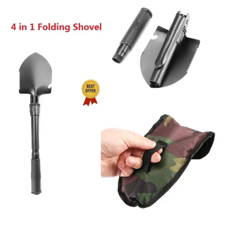 4 in 1 Foldable Shovel kit for Garden Hiking/camping 