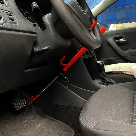 3 in 1 Auto Car Shift Lock Steering Wheel Lock Extendable Brake Pedal Lock