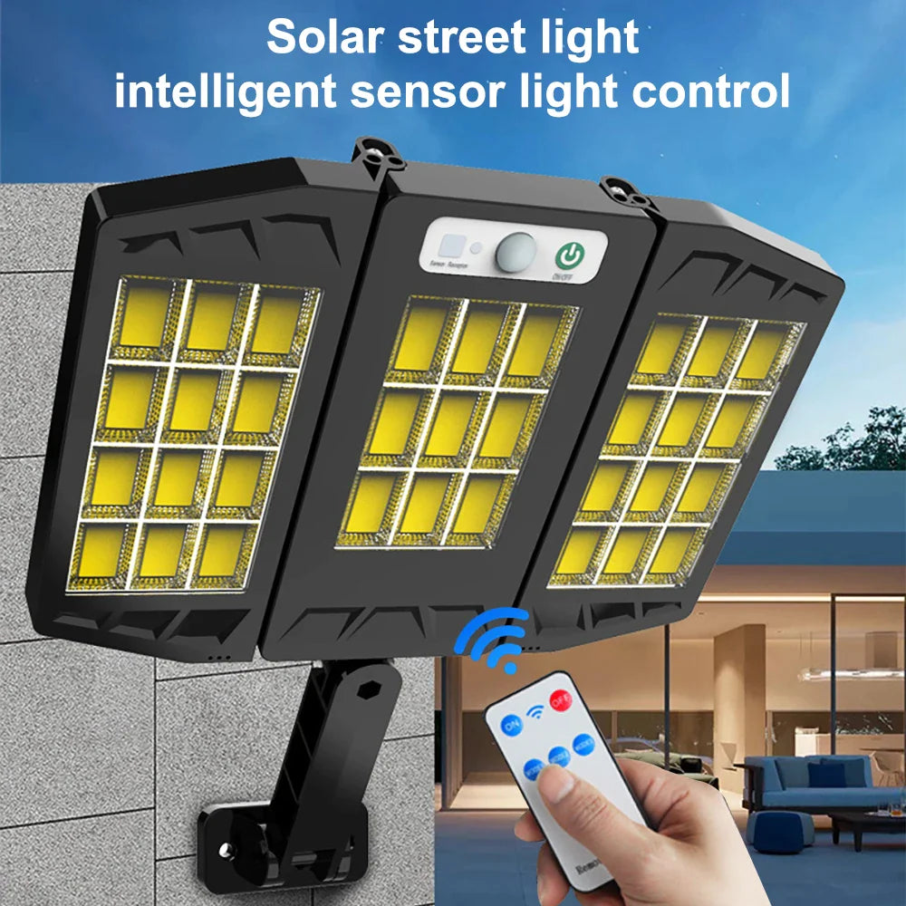 1000watt foldable Solar 3 head Sensor Light 384 LED