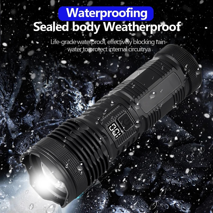 Long Range High Power Dual Light  Flashlight Built in Battery