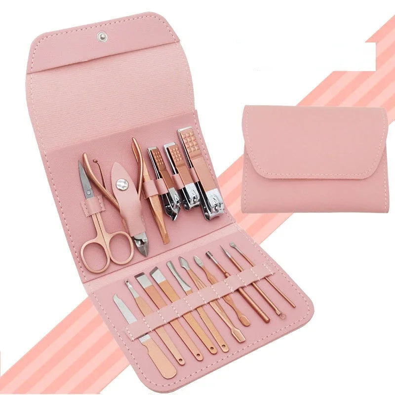 16 PCs Nail Clipper  Manicure & Pedicure Kit Rose