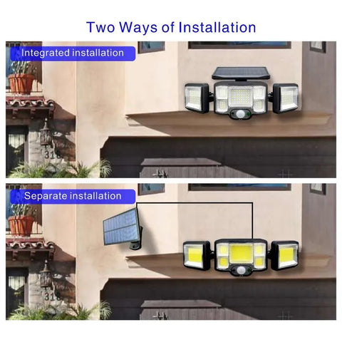 Solar Lights 192 COB 3 Head Motion Sensor Patio Lights Waterproof 3 Modes with Remote Control