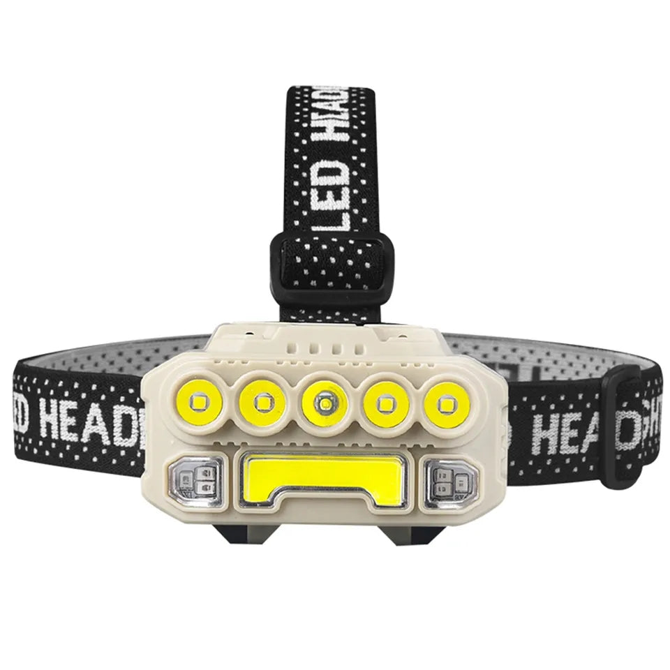 Powerful LED Headlamp Super XPG+COB LED Headlight IR Sensor Headlamp, 1200mAh IPX4 Waterproof, 500LM COB Wave Sensor Headlight