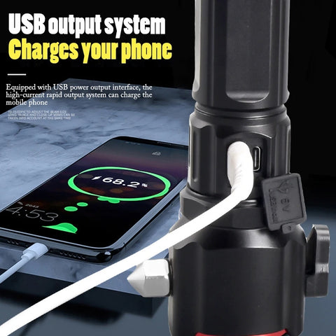 Multifunctional RL 2210 Ruilang Rechargeable Flashlight & Power Bank Glass Breaker option  - 1KM Range