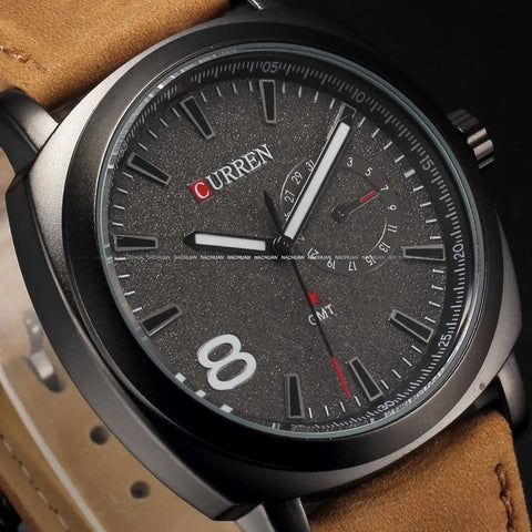 CURREN Leather Sports Watch Waterproof