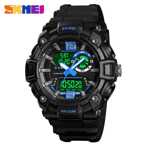 Skemei stylish  Brand Men Sports Watch Dual Display Analog Digital LED Electronic Quartz Wristwatches Waterproof Swimming Military Watch