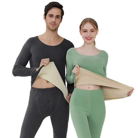 Ladies Cashmere Velvet thermal Underwear Double Layer Warm Lingerie Suit