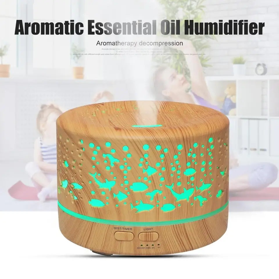 700ml Ultrasonic Remote Control Lavender Bamboo Art Hollow Humidifier With Led Light