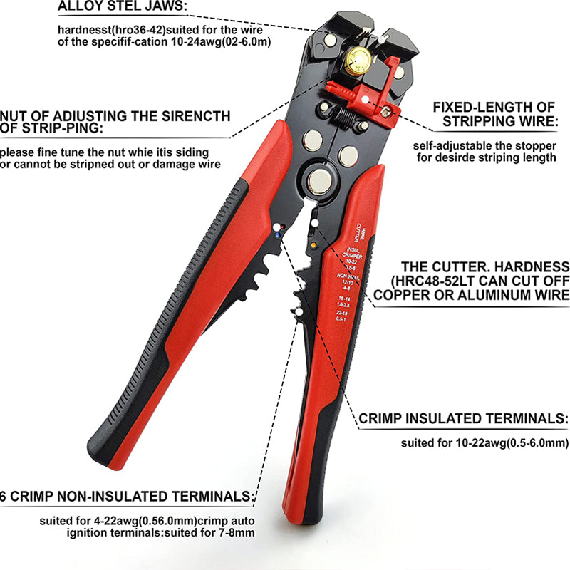 Self-Adjusting insulation pliers Crimping Cutter Wire Stripper Tool
