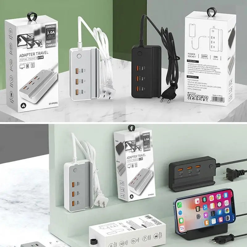 Moden Kate 6 In 1 35w Desktop Power Strip With 3 USB Fast CharginG