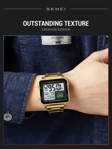 SKMEI 2033 LED Luminous Casual Square Clock reloj hombre