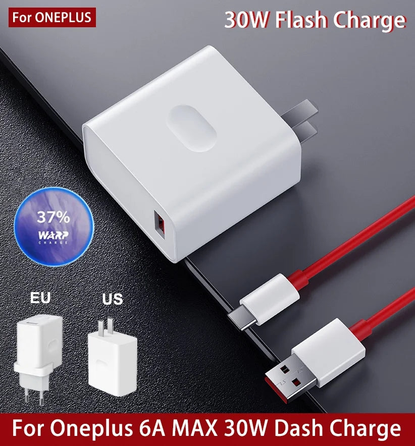 Super Fast Original 30W Warp Charger 5V 6A EU US Plug Dash Charger Adapter Fast Charging Cable For OnePlus 9 8 7 Pro 7T Nord N10 Nord CE 5G