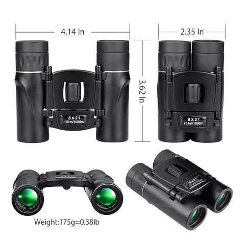 Bushnel 8x21 Compact Zoom Binoculars Long Range Folding HD Powerful Mini Telescope