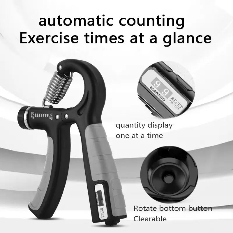 R-Shape Adjustable Hand Grip Sports Strength Countable Exercise Strengthener Gripper Spring Finger Pinch Carpal Expander