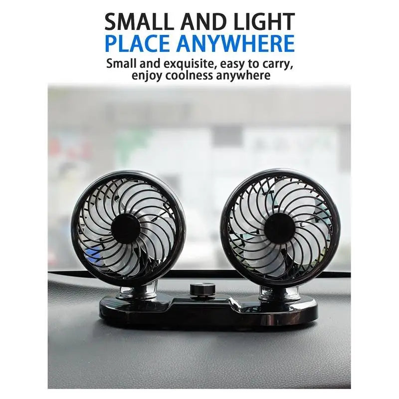 Double Head Car Fan 360 Degree Rotation With 2 Speeds Double Fan Suitable For 12V Cars, Trucks, Suvs