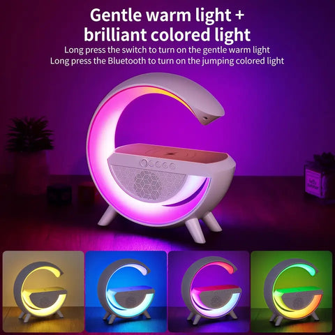 Led Wireless Charging Speaker Speaker Lights With Wireless Charging Mp3 Player With Night Light And Alarm Clock Multi-Color