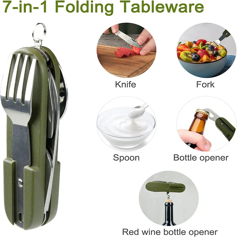 7 In 1 Multifunctional Foldable Fork Spoon Set
