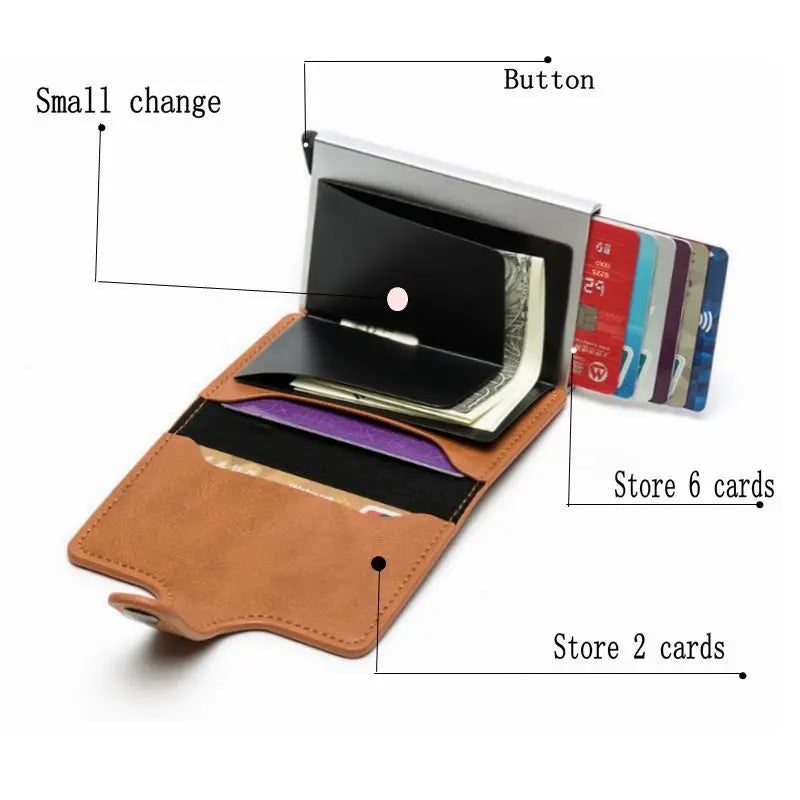 RFID Aluminium Pu Leather Wallet With Money Clip Designer Anti-theft Wallet