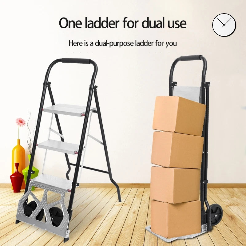 Multifunctional Folding Trolley Ladder Aluminum Alloy Car Ladder Dual Use