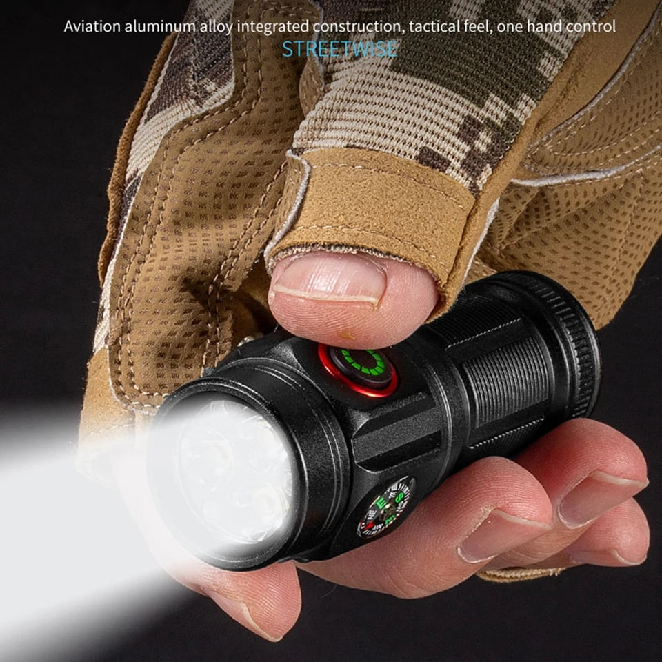 Rechargeable LED Flashlight | Compass Seat Belt Cutter Portable Torch ...
