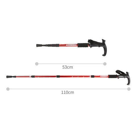 Hiking Tactical Aluminum Walking Adjustable Sticks with T-Handle
