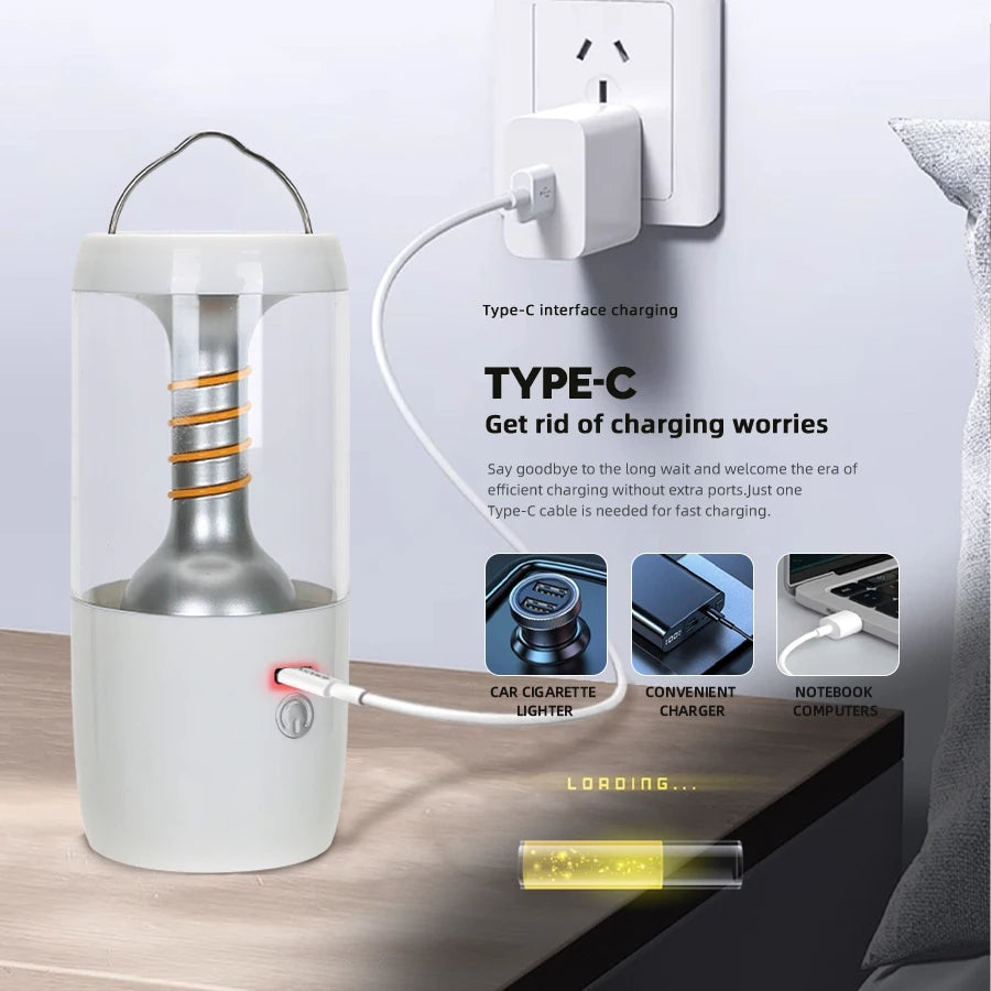 5 LIGHT LED Camping Lantern 5  TYPE-C Rechargeable Lamp with Tail Hook