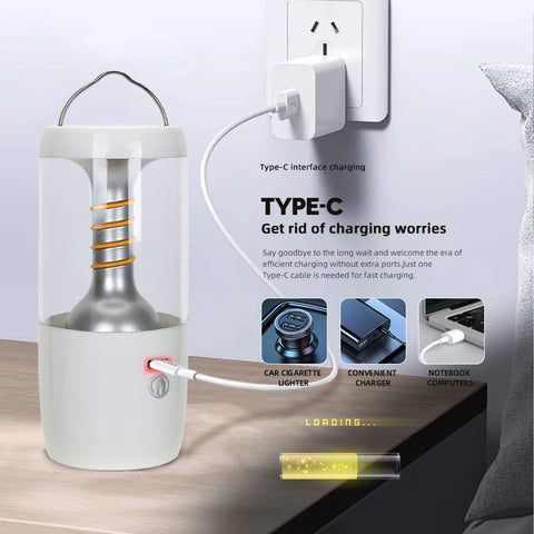 5 LIGHT LED Camping Lantern 5  TYPE-C Rechargeable Lamp with Tail Hook