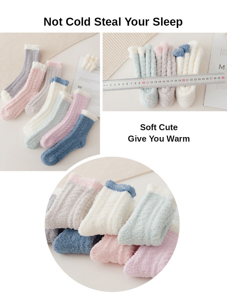 3 Pairs Winter Coral Velvet Women's Pure Thick Socks