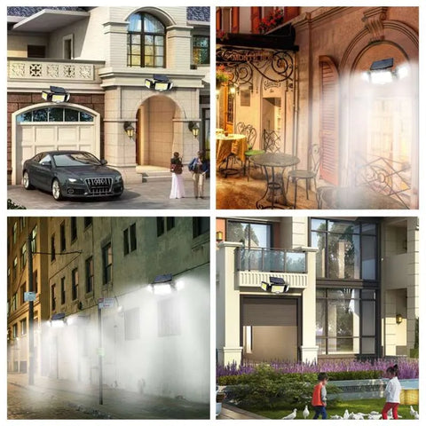Solar Lights 192 COB 3 Head Motion Sensor Patio Lights Waterproof 3 Modes with Remote Control