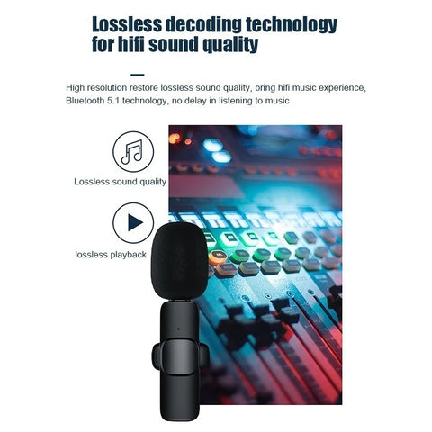 K35 Wireless Microphone Portable Audio Video Recording Plug & Play
