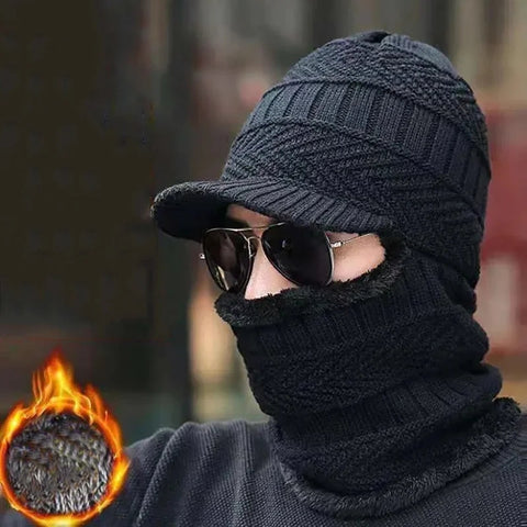 -5° Winter Wool Warm Hats Skullies Beanie Hat Men Women Wool Scarf Caps