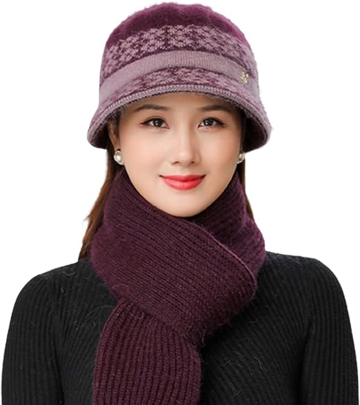 Velvet High Quality Ladies Winter Hat For Women Fashion Plaid Rabbit Fur Bucket Hat Thick Warm Knitted Hat