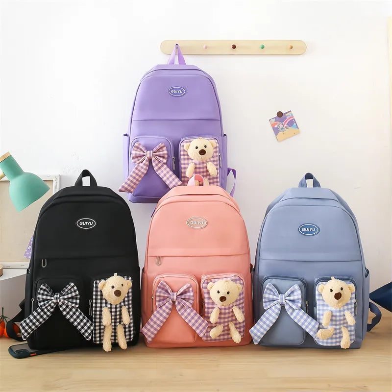 Student College School Backpack bow and bunny backpack with free sticker