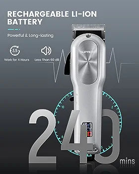SUPRENT Cordless Hair Clippers for Men, Professional Hair Cutting Kit with 2000mAh Lithium Bettery