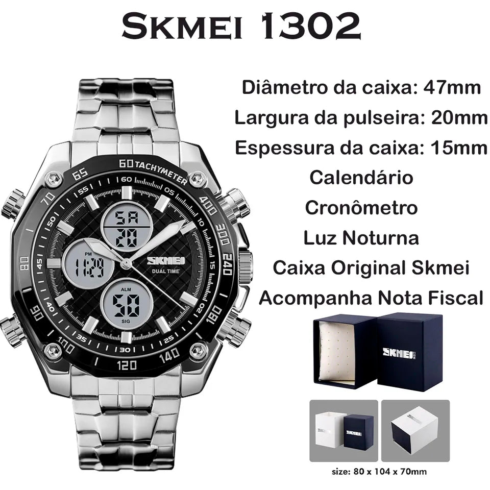 SKMEI Luxury Mens Watches Gold Quartz Watch Analog Digital Watch