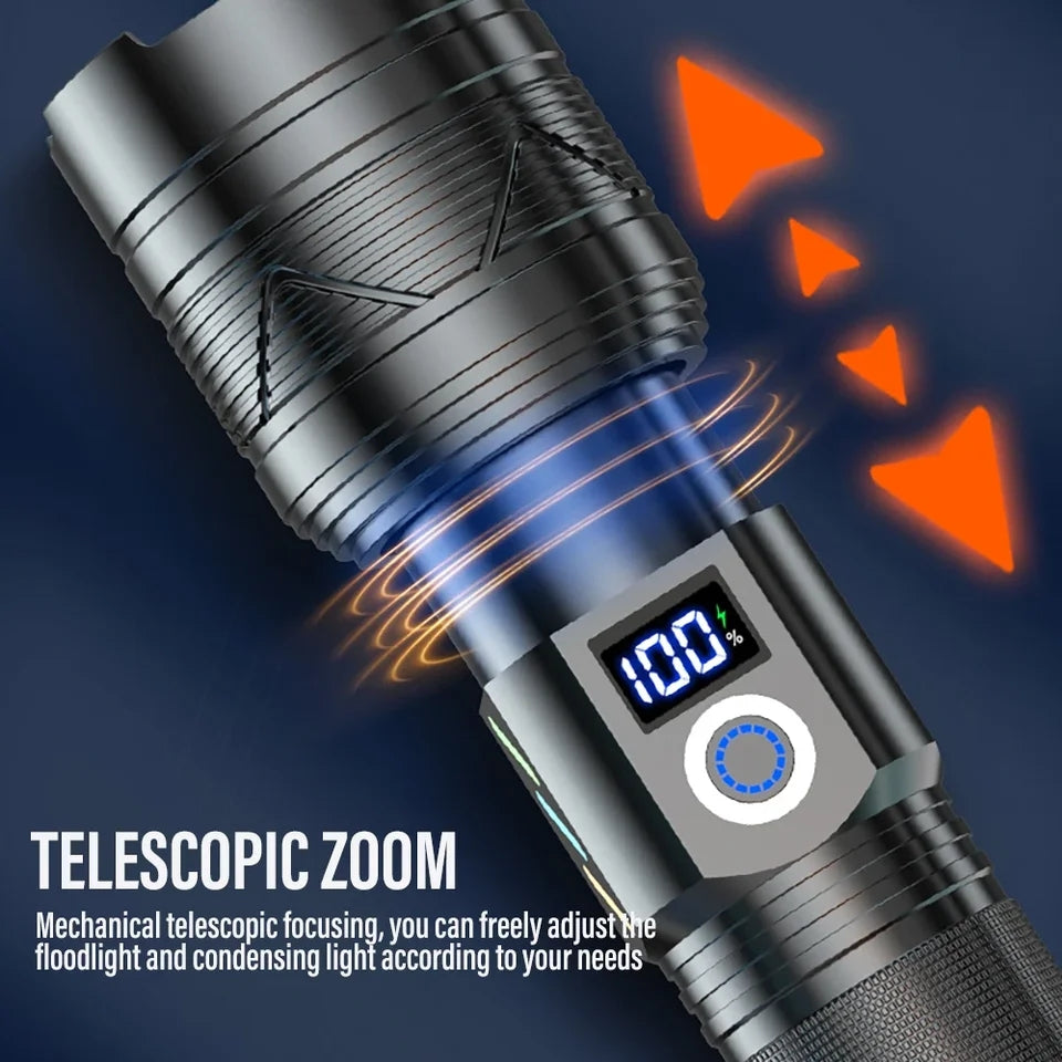 High Power USB Rechargeable LED 2000W Flash Light 990000000LM High Power XHP360
