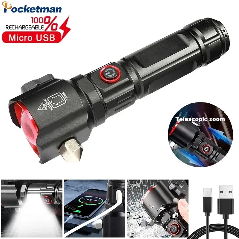 Hammer Imported 5 in 1 Rechargeable Flashlight & Power Bank - 1KM Range