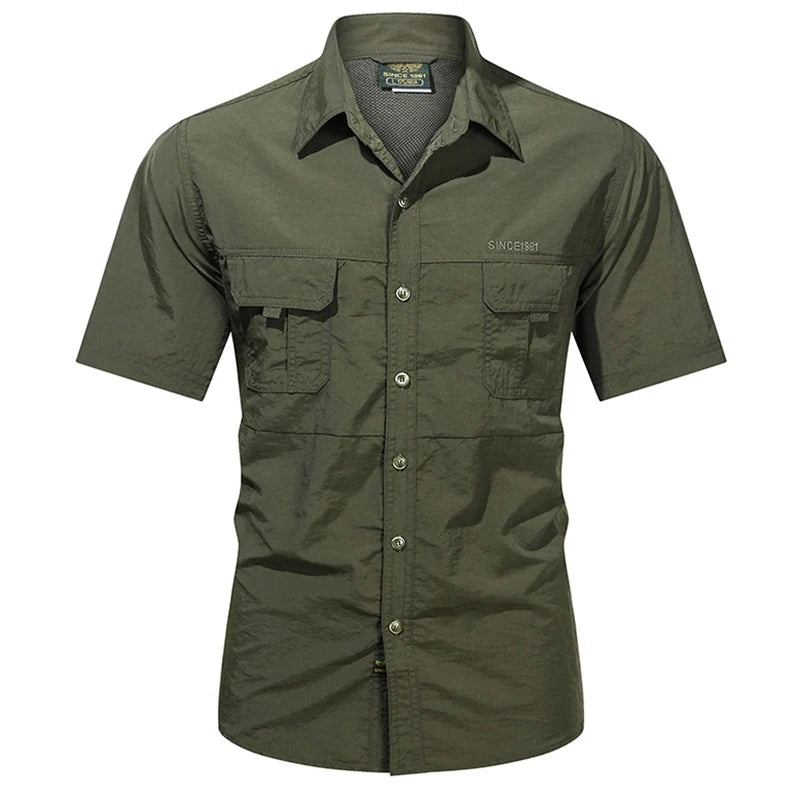 Men Outdoor Cargo Short Sleeve Shirt