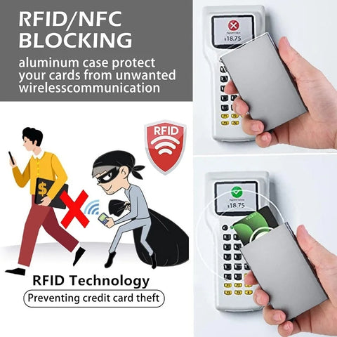 Automatic Stainless Steel Credit Card Holder | Rfid Wallet Metal Case