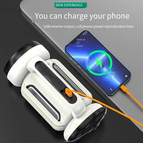 Portable Searchlight With COB Side Light Power Bank