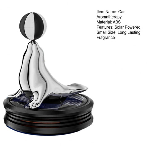 Car Solar Aromatherapy Sea Lion Rotating Vehicle Air Purifier With Long-Lasting Fragrance
