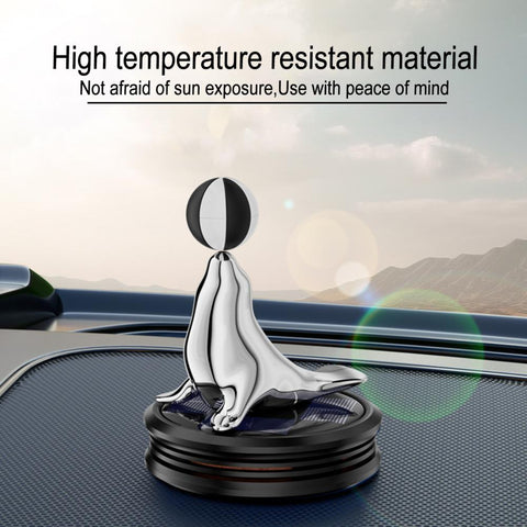 Car Solar Aromatherapy Sea Lion Rotating Vehicle Air Purifier With Long-Lasting Fragrance