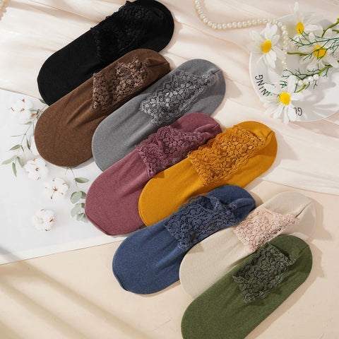2Pair Women Ladies Ankle Socks - Non Slip Women Lace Warmer